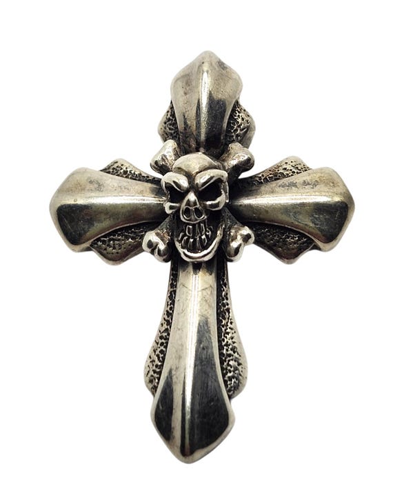 BWL Bill Wall Leather Sterling Silver Cross W/ Skull Crossbones