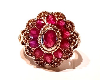 Gorgeous Oval Ruby & Sterling Silver Cocktail Ring