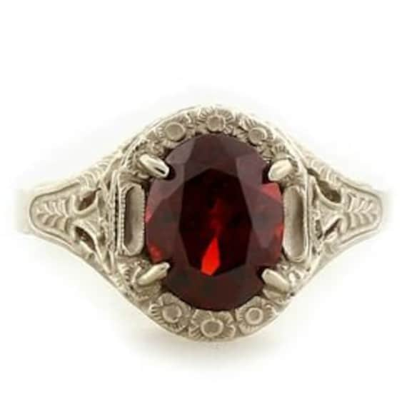 Vintage Antique Edwardian Art Deco 2.1 CT Garnet … - image 1