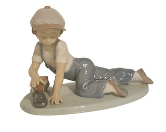 Retired Lladro #7619 Porcelain Figurine ALL ABOARD Boy w/ Train in Box