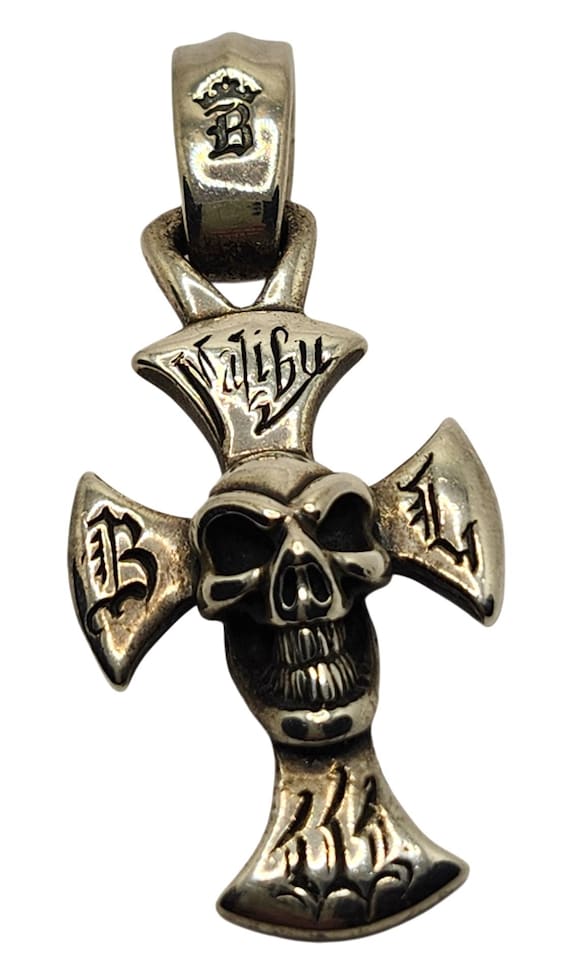 BWL Bill Wall Leather Sterling Large Malibu Cross W/ Good Luck
