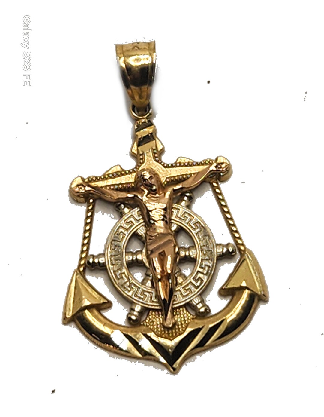 Mariners Cross 10k Tri-colored Gold Pendant - Etsy
