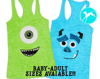 Workout Tank monsters inc mike sully rundisney fan Burnout Shirt Top Disney marathon race Tank razor back funny run running exercise fitness