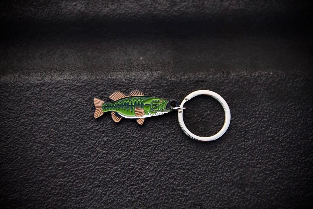 Largemouth Bass Fishing Keychain Giftsoft Enamelfathers Dayspring Etsy