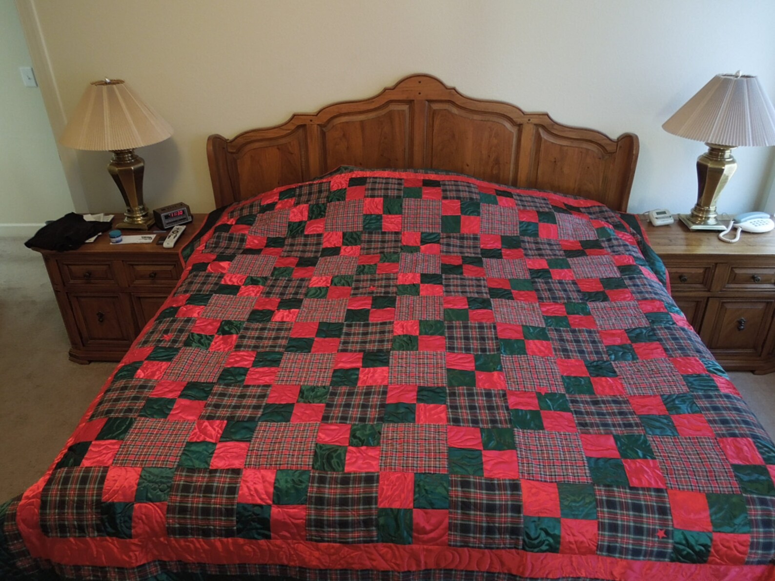 Christmas Plaid Four Patch Quilt King Size Etsy