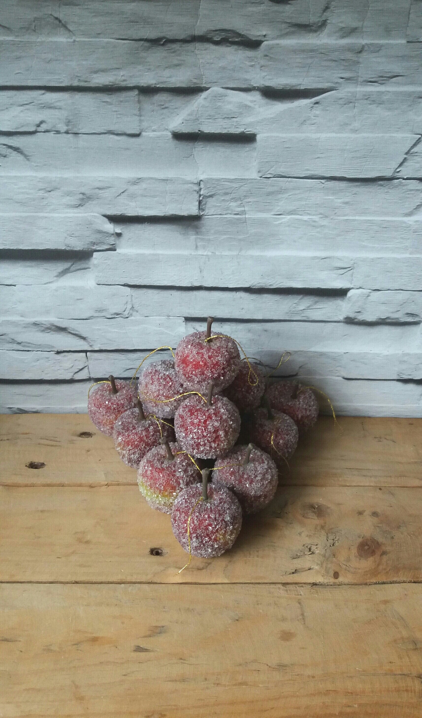MID CENTURY faux fruit, 9 vintage Beaded Sugared fake fruit, kitsch