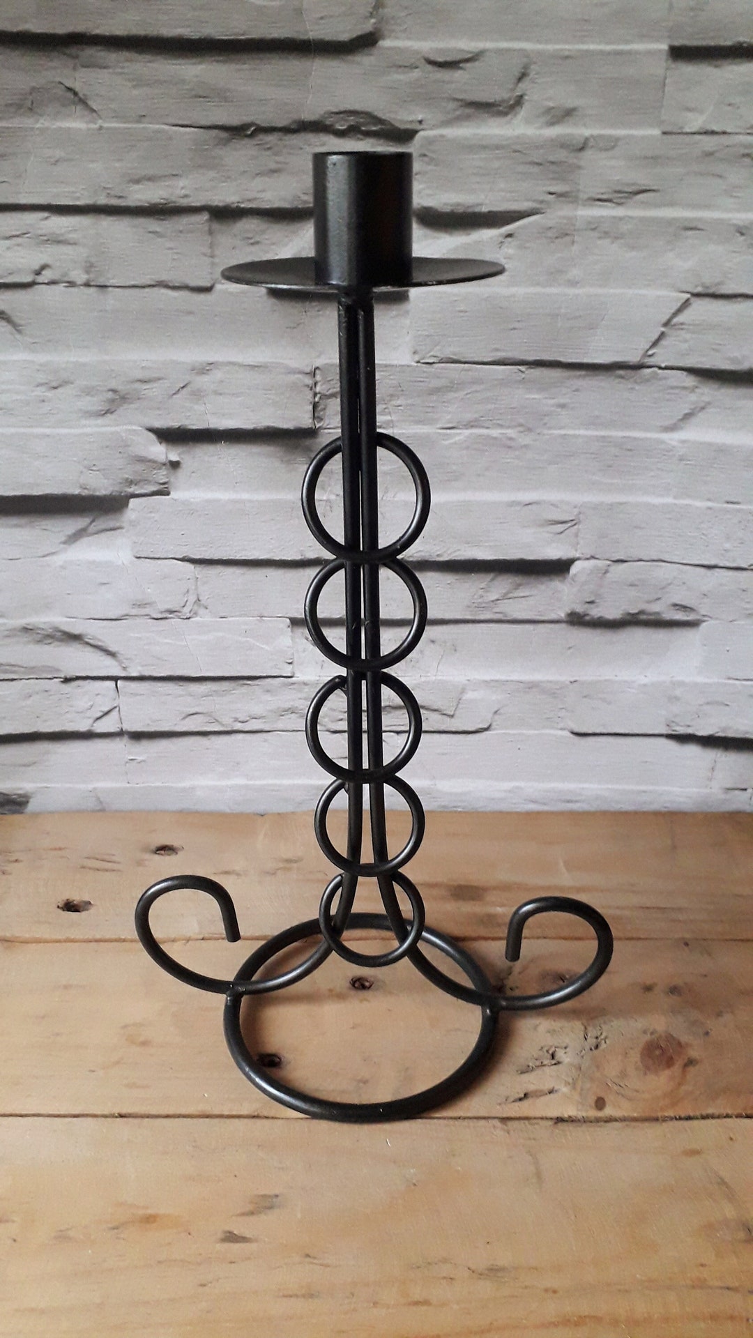 Vintage Black Metal Candle Stick, Candle Holder, Black Gothic Candle