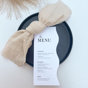 DRUKOWANE Menu Weselne z Falistą Krawędzią, Minimalistyczne Menu Drukowane, Indywidualne Menu Weselne