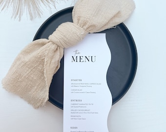 Wavy Edge Wedding Menus: Minimalist Custom Printed Menu