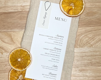 Printed Wedding Menu & Place Card Set | Minimalist Personalized Wedding Stationery
