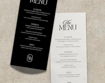 Modern Minimalist Wedding Menu Template (Canva Editable)