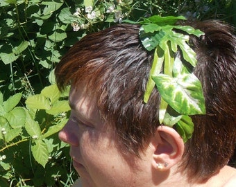 Leafy Woodland Crown, Leaf Garland Headband, Wood Elf Crown, Green Leaf Crown, Woodland Wedding Crown, Leaf Garland Headpiece, Green Fairy