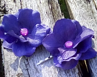 Deep Purple Flower Hair Pins, Purple Flower Bobby Pins, Floral Hair Pins, Flower Girl Hair Pins, Purple Hair Decorations, Floral Bobbies