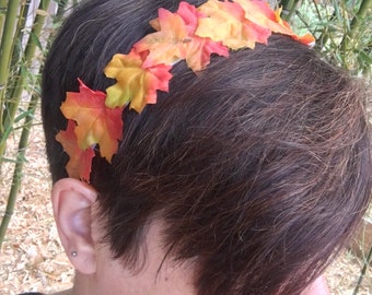 Fall Maple Leaf Crown, Fall Leaf Headband, Orange Leaf Crown, Autumn Headpiece, Fall Wedding Crown, Fall Colors Costume