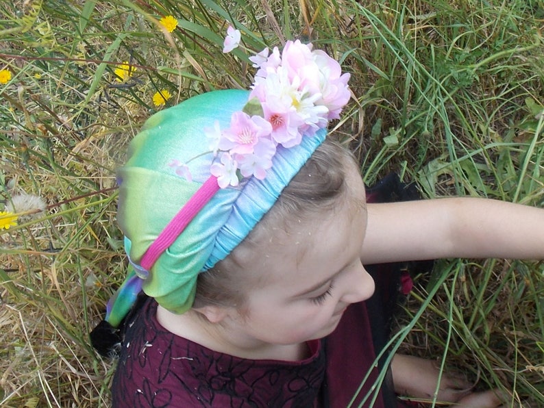 Pink Flower Crown, Pink Flower Headband, Pink Fairy Headpiece, Flower Girl Halo, Spring Wedding Crown, Summer Wedding Crown, Fairy Costume image 4