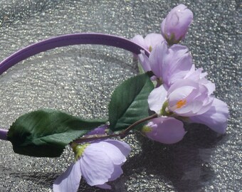 Lavender Flower Crown with Green Leaves, Light Pink Flower Crown, Spring Flower Crown, Spring Wedding Headpiece, Flower Girl Crown