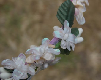 Off-White Flower Crown, White and Lavender Flower Headband, Fairy Crown with Tiny Blossoms,  Flower Girl Headpiece,  Spring Wedding C07