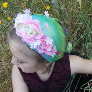 Pink Flower Crown, Pink Flower Headband, Pink Fairy Headpiece, Flower Girl Halo, Spring Wedding Crown, Summer Wedding Crown, Fairy Costume image 1