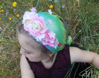 Pink Flower Crown, Pink Flower Headband, Pink Fairy Headpiece, Flower Girl Halo, Spring Wedding Crown, Summer Wedding Crown, Fairy Costume