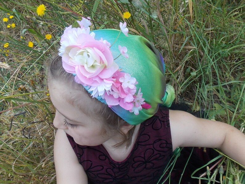 Pink Flower Crown, Pink Flower Headband, Pink Fairy Headpiece, Flower Girl Halo, Spring Wedding Crown, Summer Wedding Crown, Fairy Costume image 1