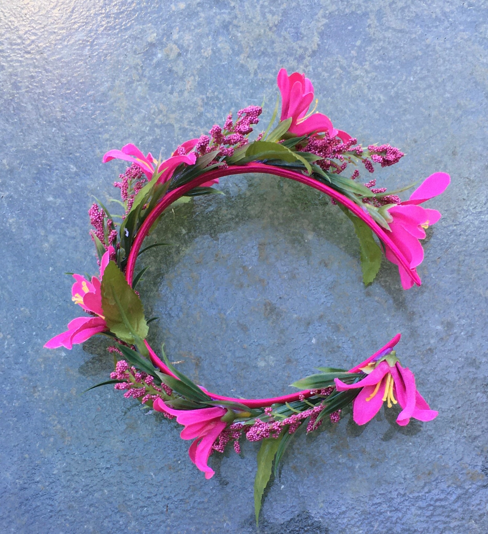 Deep Pink Lily Flower Headband Pink Lily Crown Magenta Etsy