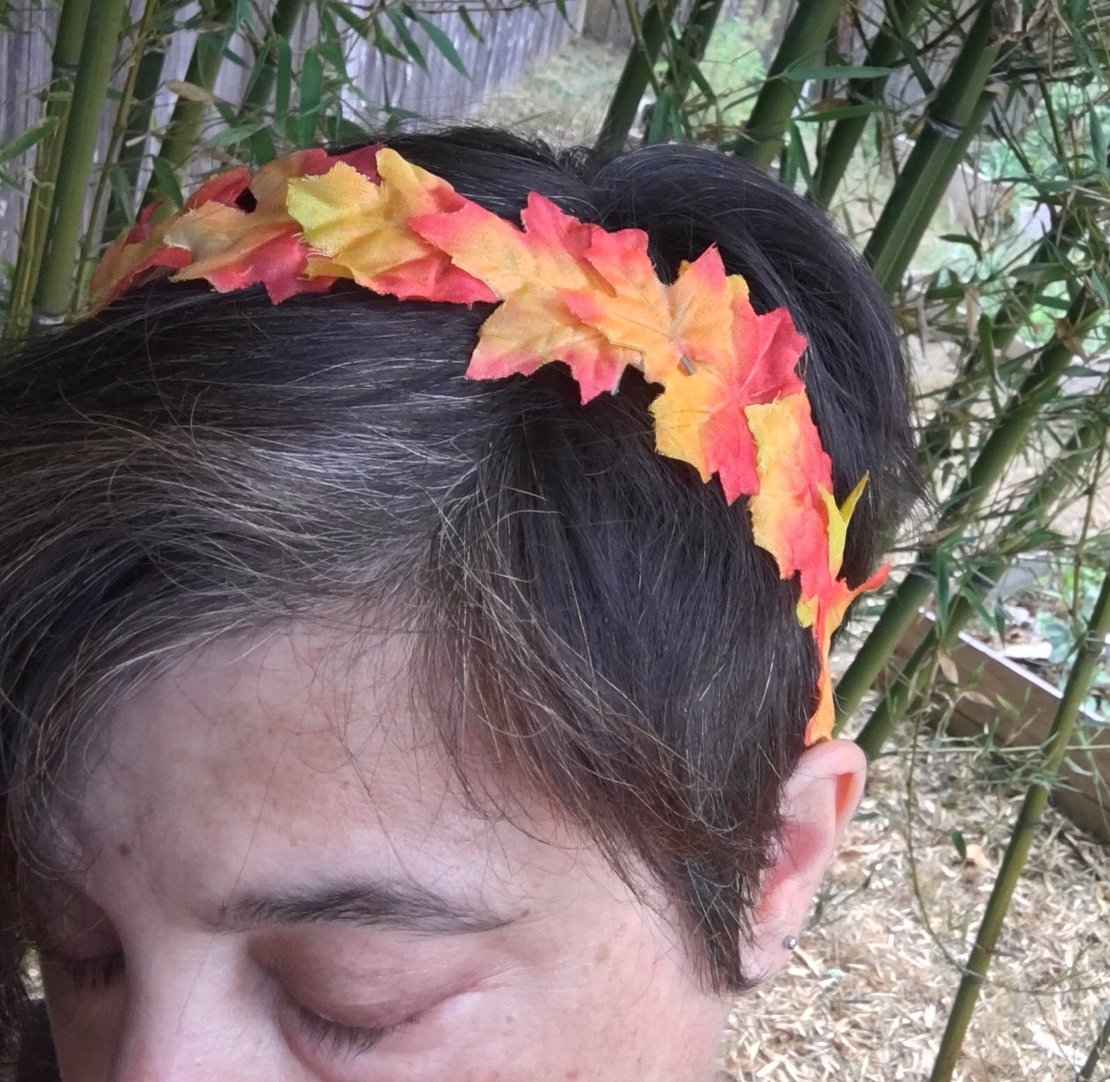 SOLDHandmade Flower Leaf Fall Crown Headband Tiara Fall Flower Tiara Crown: Handmade Floral Headband for Girls  main image 3