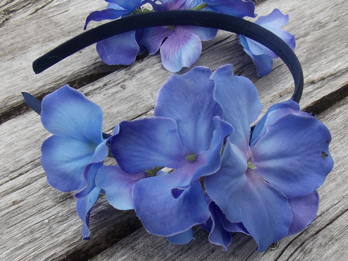 Purple Flower Crown, Purple Hydrangea Headband, Two Cluster Flower Headpiece, Floral Princess