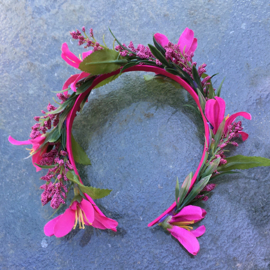 Deep Pink Lily Flower Headband Pink Lily Crown Magenta Etsy
