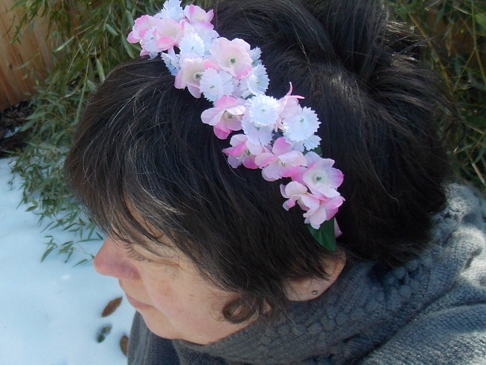 Pink and White Flower Crown Pink Floral Headband Pink Bridal | Etsy