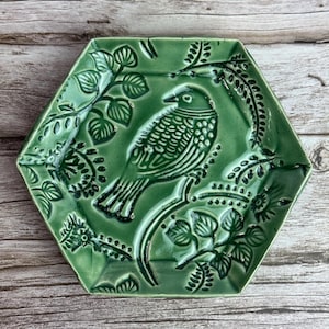 Jewelry Dish Trinket Dish Jade Bird Design Ceramic Plate