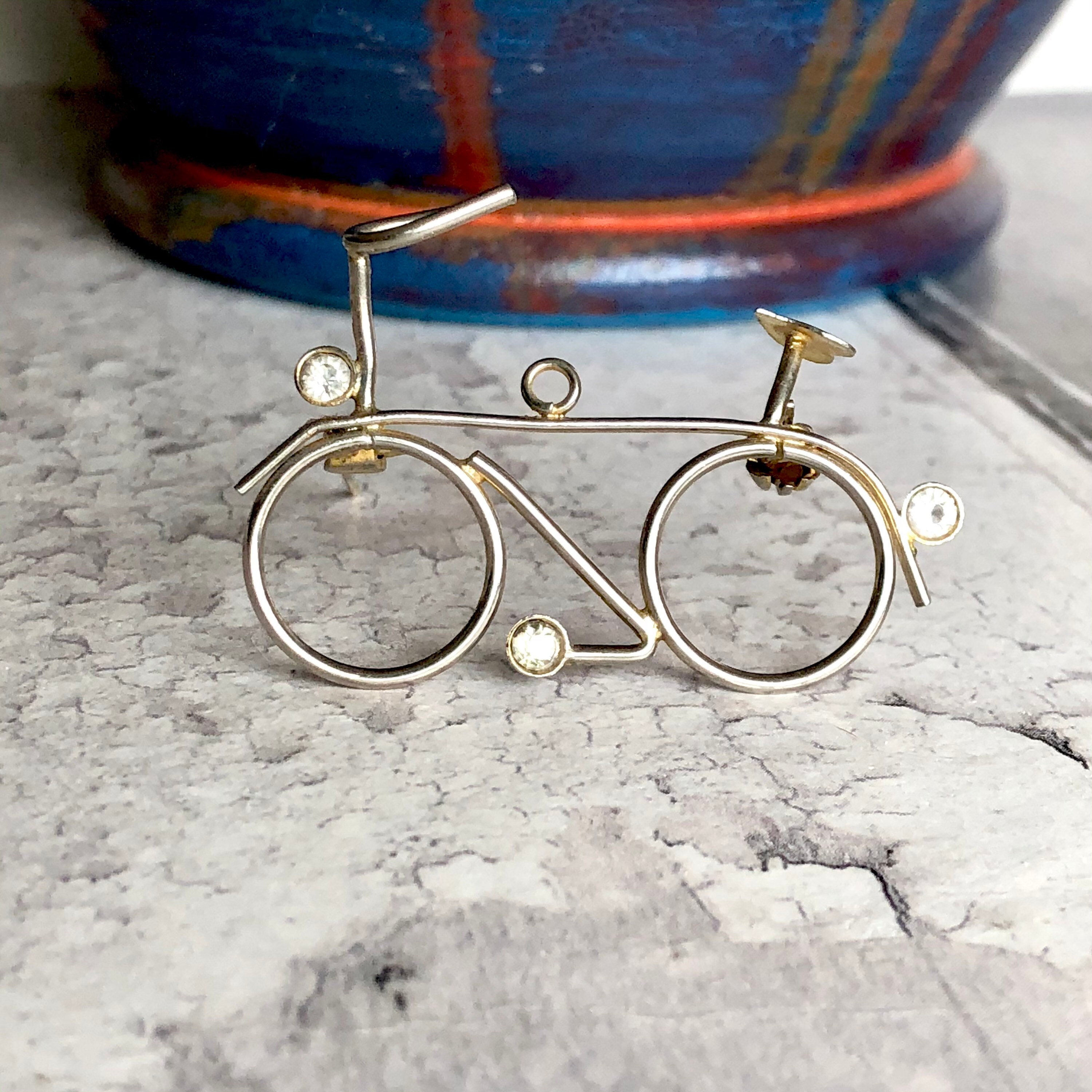 Silver Tone Bike Brooch Pendant Etsy UK
