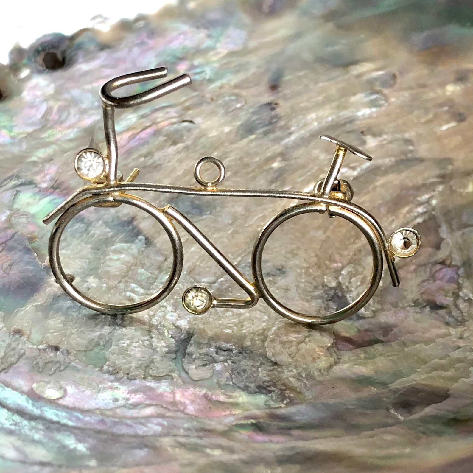 Silver Tone Bike Brooch Pendant Etsy UK
