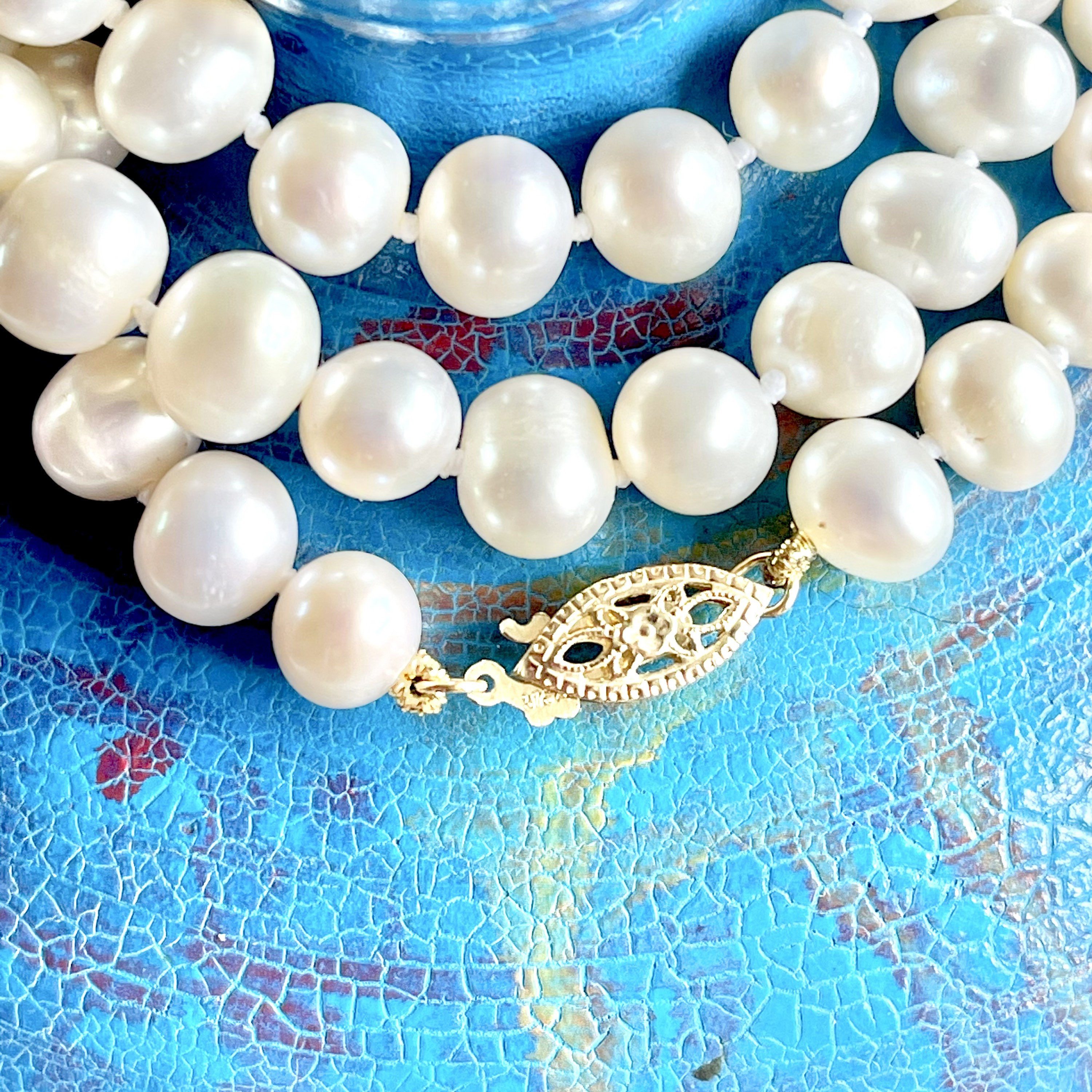 Pearl Necklace with 14k clasp. Etsy