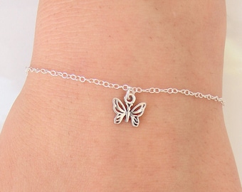 Tiny Butterfly Bracelet • Sterling Silver • Dainty Bracelet • Bridesmaid Bracelet • Simple Bracelet • Gift for her