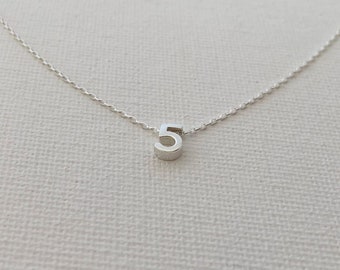 Tiny Sterling Silver Number Necklace • Layering Necklace • Birthday Necklace • Personalized 0 1 2 3 4 5 6 7 8 9