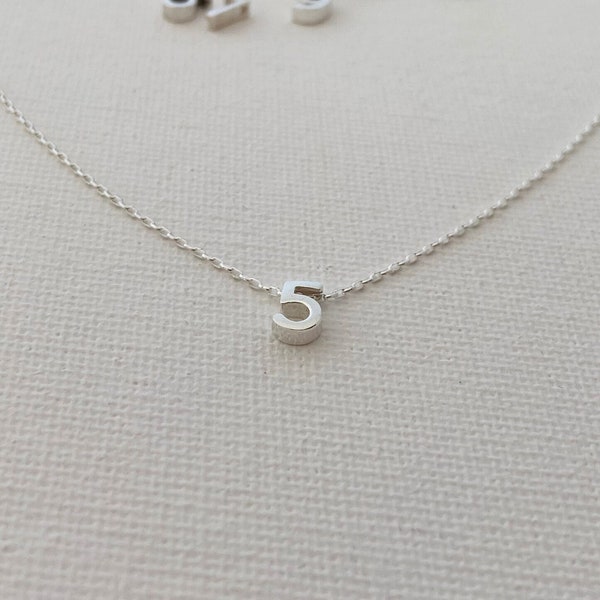 Tiny Sterling Silver Number Necklace • Layering Necklace • Birthday Necklace • Personalized 0 1 2 3 4 5 6 7 8 9