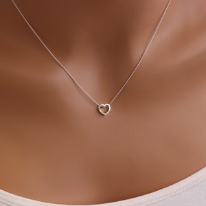 Sterling Silver Heart Necklace • Hammered Heart Necklace • Dainty Necklace • Small Heart Necklace • Open Heart • Gift for her