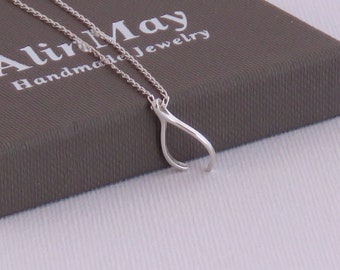 Simple and Elegant Sterling Silver Wishbone Necklace - Good Luck Charm for Her