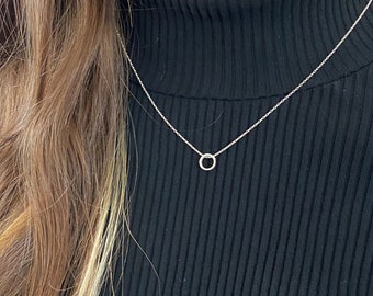 Tiny Sterling Silver Circle Necklace • Simple Circle Necklace • Dainty Necklace Silver • Karma Necklace • Gift For Her • AlinMay