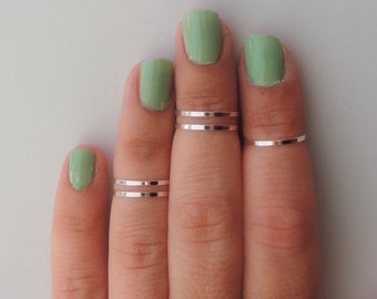 Silver plated Knuckle Rings, Set of 5, Thin Rings, Midi Rings, Stacking Rings, Stackable Rings, Rings for girls