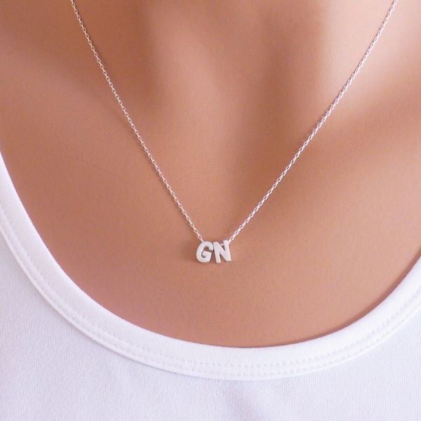 Sterling Silver Two Initial Necklace • Dainty Necklace • Necklace with letter • 2 Letter Necklace • Custom Necklace • Personalized gifts