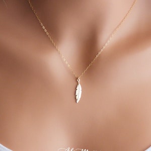 Small Feather Necklace • Gold Necklace • Layering Necklace • Dainty Necklace • Gifts For Her