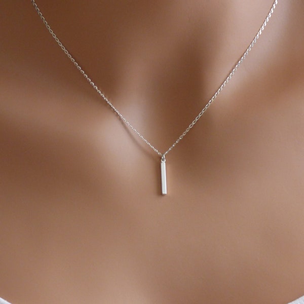 100% Sterling Silver Bar Pendant Necklace • Small / Long Bar • Dainty Bar Necklace • Layering Necklace • Gift for her • AlinMay