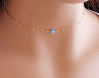 Opal Choker Necklace • 14K Gold Filled • Blue Opal or White Opal • Thin Choker Necklace • Dainty Choker • Minimalist Necklace • AlinMay