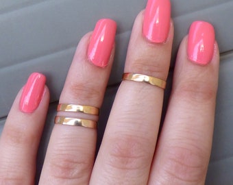 Gold Midi Rings • Set of Knuckle Rings • Wide Band Ring • Band Simple Gold Ring • Above Knuckle Ring • AlinMay