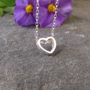 Sterling Silver Heart Necklace • Heart Charm Necklace • Dainty Necklace • Open Heart Necklace • Gift for her