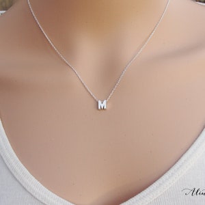 Sterling Silver Initial Necklace Custom, Handmade Letter Pendant, Perfect Personalized Gift for Her image 1