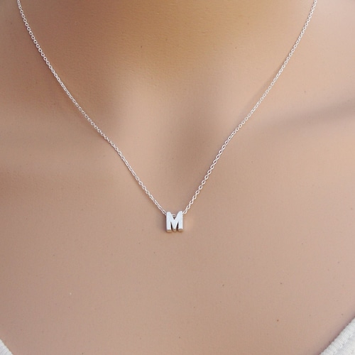 Sterling Silver Initial Necklace Personalized Jewelry Etsy Canada