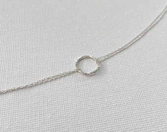 Karma necklace, Eternity necklace, dainty necklace, Hammered circle necklace, Christmas gift, Tiny circle necklace, ring necklace, AlinMay