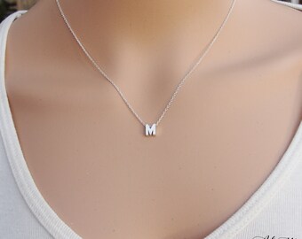 Sterling Silver Initial Necklace - Custom, Handmade Letter Pendant, Perfect Personalized Gift for Her